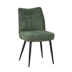 Chaise Louise tissu vert pieds métal Takasit - Le Dépôt Bailleul
