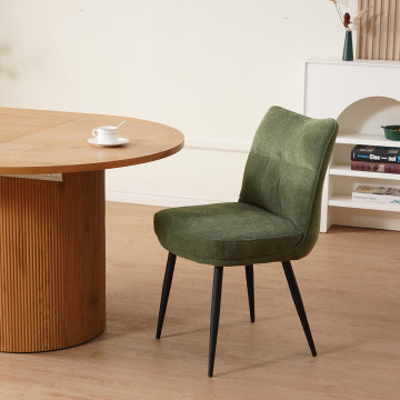 Chaise Louise tissu vert pieds métal Takasit - Le Dépôt Bailleul