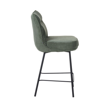 Tabouret de bar Léon tissu vert pieds métal - Le Dépôt Bailleul