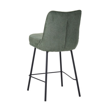 Tabouret de bar Léon tissu vert pieds métal - Le Dépôt Bailleul