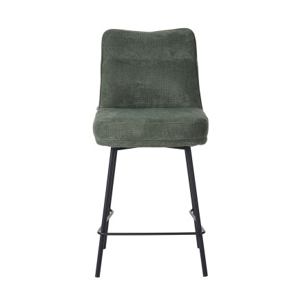 Tabouret de bar Léon tissu vert pieds métal - Le Dépôt Bailleul