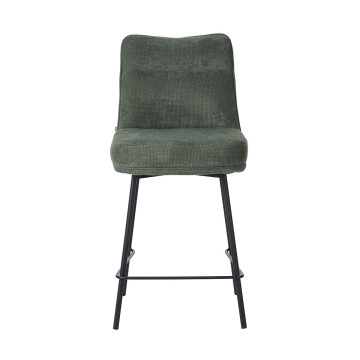 Tabouret de bar Léon tissu vert pieds métal - Le Dépôt Bailleul