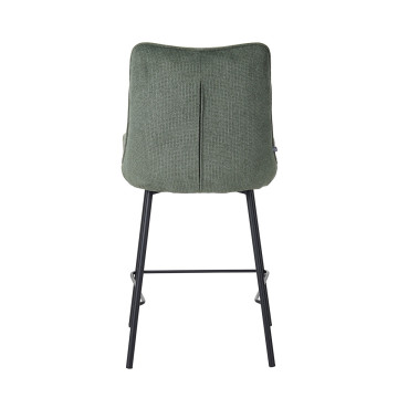 Tabouret de bar Léon tissu vert pieds métal - Le Dépôt Bailleul