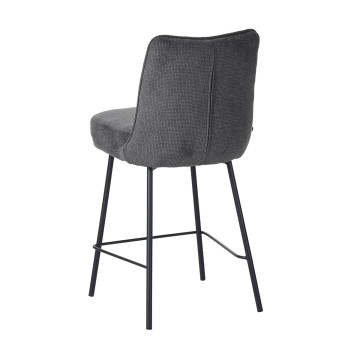 Tabouret de bar Léon tissu gris pieds métal - Le Dépôt Bailleul