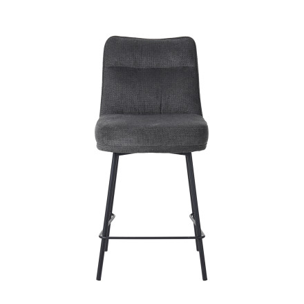 Tabouret de bar Léon tissu gris pieds métal - Le Dépôt Bailleul