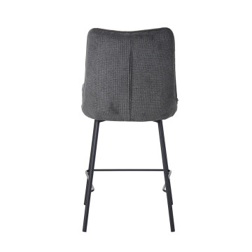 Tabouret de bar Léon tissu gris pieds métal - Le Dépôt Bailleul