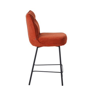 Tabouret de bar Léon tissu terracotta pieds métal - Le Dépôt Bailleul