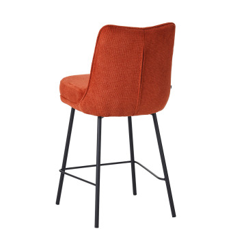 Tabouret de bar Léon tissu terracotta pieds métal - Le Dépôt Bailleul