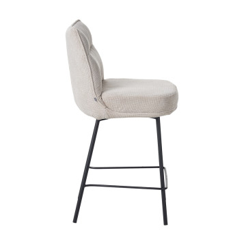 Tabouret de bar Léon tissu beige pieds métal - Le Dépôt Bailleul