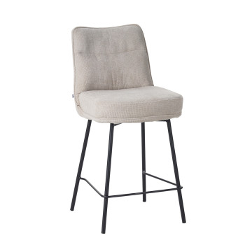 Tabouret de bar Léon tissu beige pieds métal - Le Dépôt Bailleul