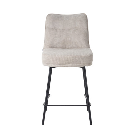 Tabouret de bar Léon tissu beige pieds métal - Le Dépôt Bailleul