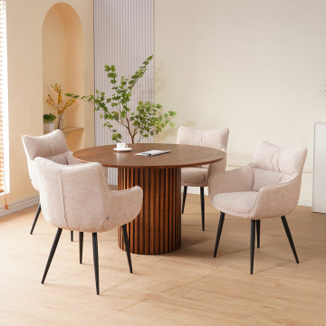 Fauteuil repas Lucas tissu beige pieds métal - Le Dépôt Bailleul