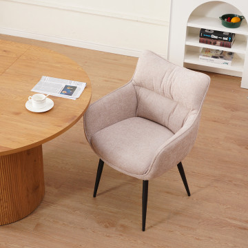 Fauteuil repas Lucas tissu beige pieds métal - Le Dépôt Bailleul