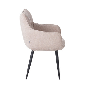 Fauteuil repas Lucas tissu beige pieds métal - Le Dépôt Bailleul