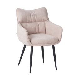 Fauteuil repas Lucas tissu beige pieds métal - Le Dépôt Bailleul