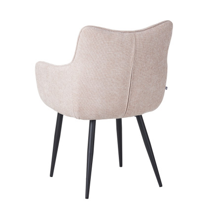 Fauteuil repas Lucas tissu beige pieds métal - Le Dépôt Bailleul