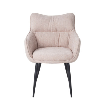 Fauteuil repas Lucas tissu beige pieds métal - Le Dépôt Bailleul