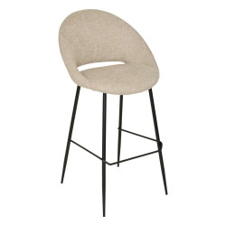 Tabouret de bar Amago haut tissu beige Atmosphera - Le Dépôt Bailleul