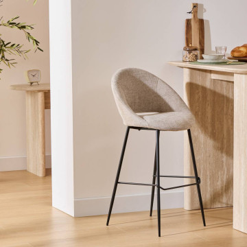 Tabouret de bar Amago haut tissu beige Atmosphera - Le Dépôt Bailleul
