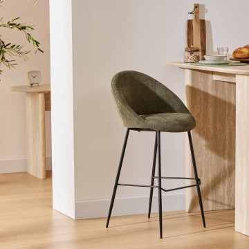 Tabouret de bar Amago haut tissu vert cèdre Atmosphera - Le Dépôt Bailleul