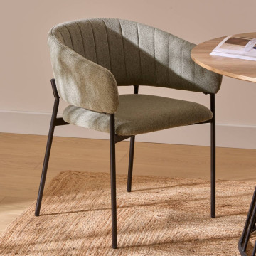 Fauteuil repas tissu vert cèdre Solea Atmosphera - Le Dépôt Bailleul