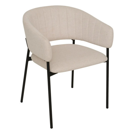 Fauteuil à Dîner Marlo En Hêtre Et Tissu Beige - Confortable Et Design - Pour Salle à Manger Ou Bureau