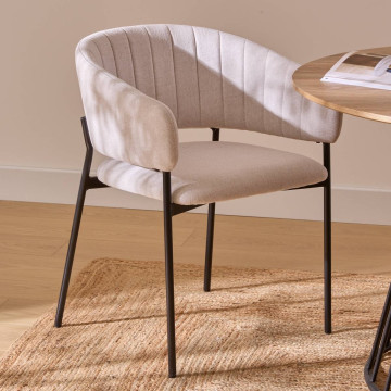 Fauteuil repas tissu beige Solea Atmosphera - Le Dépôt Bailleul