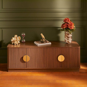 Meuble TV 4 portes effet noyer Wany Atmosphera - Le Dépôt Bailleul