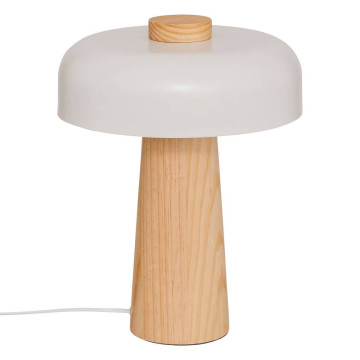 Lampe champignon métal blanc et bois Pola Atmosphera - Le Dépôt Bailleul