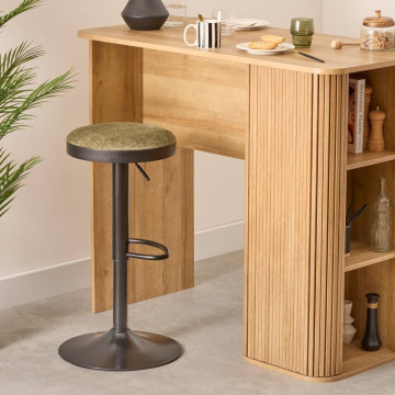Tabouret de bar Ilsa ajustable noir et kaki Atmosphera - Le Dépôt Bailleul