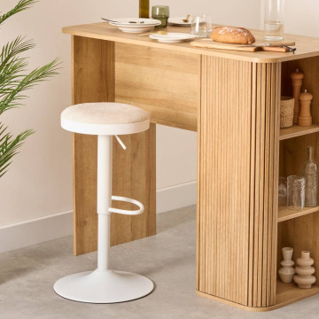 Tabouret de bar Ilsa ajustable blanc et ivoire Atmosphera - Le Dépôt Bailleul