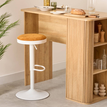 Tabouret de bar Ilsa ajustable blanc et ocre Atmosphera - Le Dépôt Bailleul