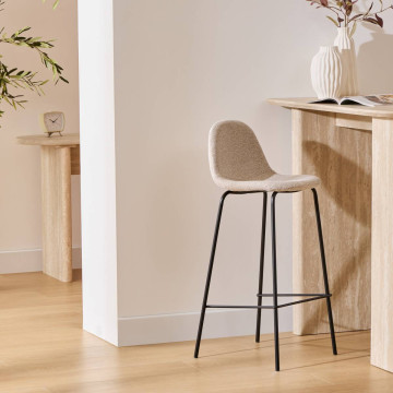 Tabouret de bar Vladi tissu beige bouclette Atmosphera - Le Dépôt Bailleul
