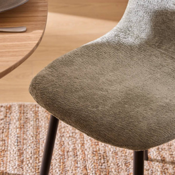 Chaise tissu chenille Tyka kaki Atmosphera - Le Dépôt Bailleul