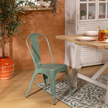 Chaise métal vintage Niko vert olive Atmosphera - Le Dépôt Bailleul