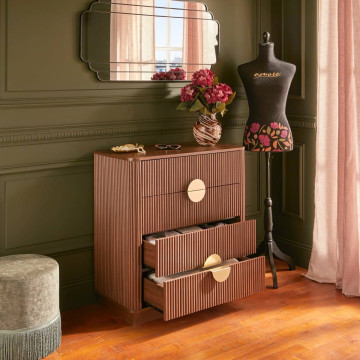 Commode 4 tiroirs effet noyer Wany Atmosphera - Le Dépôt Bailleul