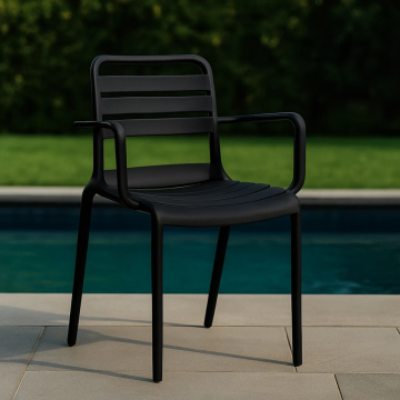 Chaise de jardin empilable PP noir Ambiance - Le Dépôt Bailleul