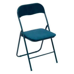 Chaise pliante velours bleu...