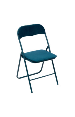 Chaise pliante velours bleu...