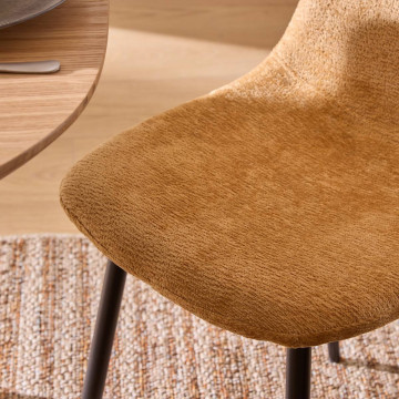 Chaise tissu chenille Tyka ocre Atmosphera - Le dépôt Bailleul