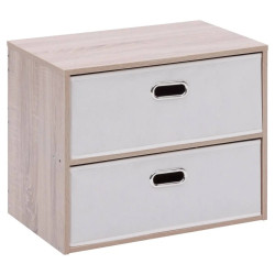 Chevet 2 tiroirs tissu beige Dress Up 5five - Le Dépôt Bailleul
