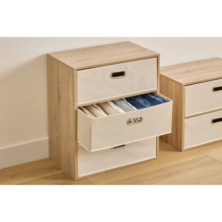 Commode 3 tiroirs tissu beige Dress Up 5five - Le Dépôt Bailleul