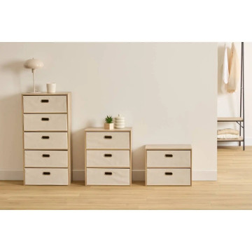 Commode 5 tiroirs tissu beige Dress Up 5five - Le Dépôt Bailleul