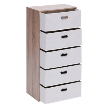 Commode 5 tiroirs tissu beige Dress Up 5five - Le Dépôt Bailleul