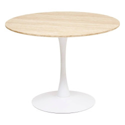 Table ronde 102 cm Elias effet travertin Atmosphera - Le Dépôt Bailleul