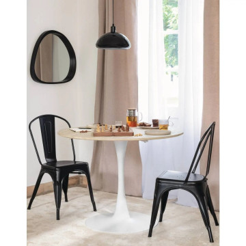 Table ronde 102 cm Elias effet travertin Atmosphera - Le Dépôt Bailleul