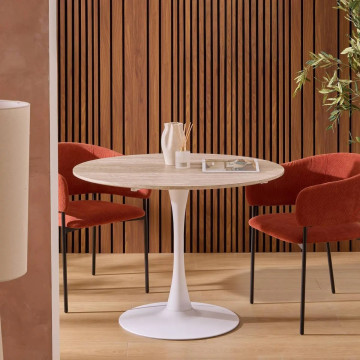 Table ronde 102 cm Elias effet travertin Atmosphera - Le Dépôt Bailleul