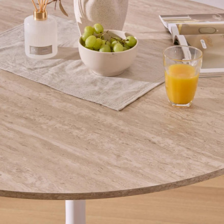 Table ronde 102 cm Elias effet travertin Atmosphera - Le Dépôt Bailleul
