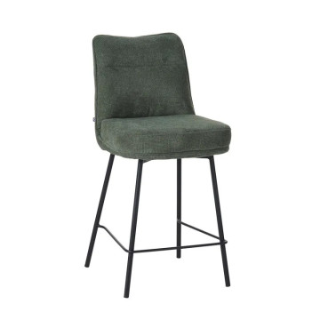 Tabouret de bar Léon tissu vert pieds métal - Le Dépôt Bailleul