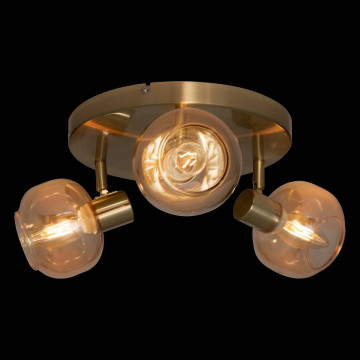 Plafonnier 3 lampes Pilia métal doré et verre Atmosphera - Le Dépôt Bailleul